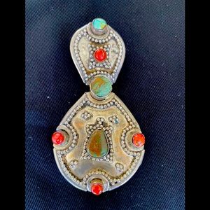 Elegant Silver and Red Stone Pendant